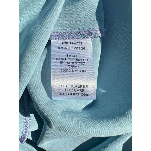 Anna Grace Satin‎ Midi Dress Turquoise Purple Lace Detail Adjustable Straps Size - Picture 10 of 11